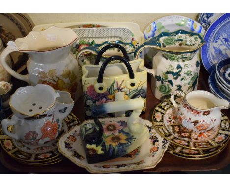 A Collection of Ceramics to Include Masons Chartreuse Jugs, Royal Crown Derby Imari Pattern Plates, Old Tupton Ware Tube Line