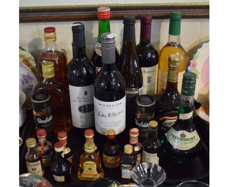 A Collection of Wines and Spirits to Include Bells Scotch Whisky, John Walker Gelmaack Whisky, Miniatures Bottles to Include 