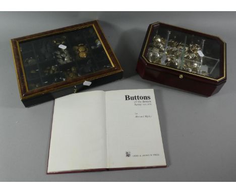 A Collection of Various Military Buttons Together with a Book, "Buttons of the British Army 1855-1970" 