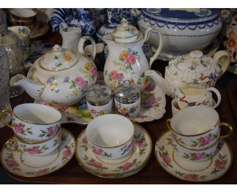 A Collection of Floral Pattern Tea Wares to Include Copeland Spode Bachelors Teapot, Milk Jug and Sugar Bowl, New Chelsea Tea