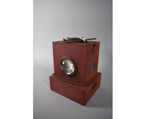 A Vintage Metal British Rail (Midland) Lamp with Loop Carrying Handles, 21cms High 