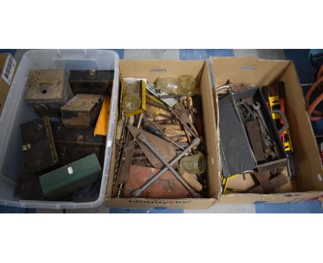 Three Boxes of tools, Spanners, Drills, Screwdrivers etc 