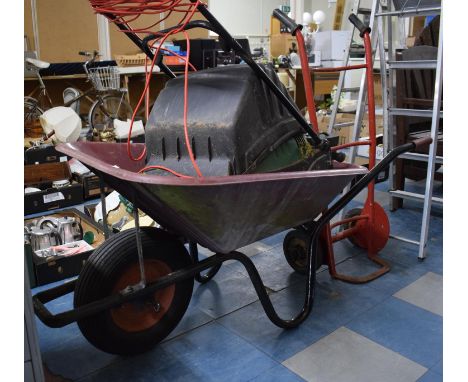 A Garden Wheel Barrow and an Untested Lawn Electric Mower 