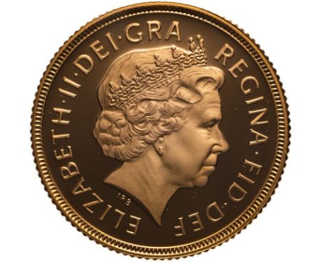 UNITED KINGDOM. Elizabeth II, 1952-2022. Gold sovereign, 2002. Royal Mint. Proof. Commemorating the 50th anniversary of the a