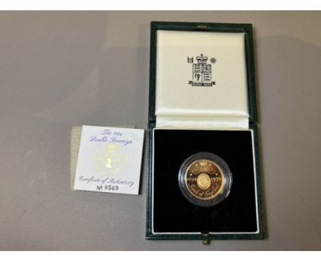 UNITED KINGDOM. Elizabeth II, 1952-2022. Gold 2 pounds, 1994. Royal Mint. Proof Mule with Double Sovereign obverse. Struck to