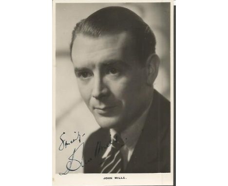 John Mills signed vintage 6 x 4  b/w photo.  English actor Good condition. All items come with a Certificate of Authenticity 
