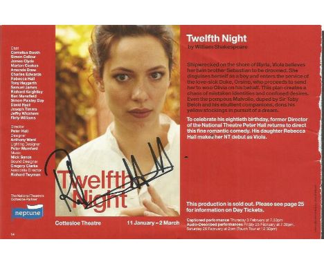 Twelfth Night autographs. Flyer and National Theatre leaflet bearing the autographs of actors and actresses from the Shakespe