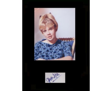 Hayley Mills. Signature mounted with young portrait. Professionally mounted in black to 16x12.  Excellent.  Good condition. A