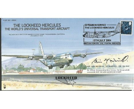 Air Vice Marshall I W McNicoll signed Centenary of flight COF 50-1954 The Lockheed Hercules cover Good condition. All items c