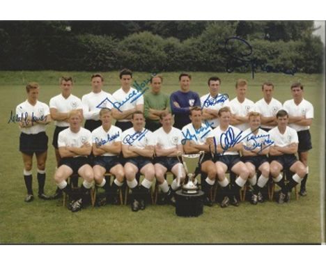 Tottenham Hotspur 1963 European Cup Winners Cup Squad Signed 8X12 Photo Cliff Jones, Maurice Norman, Bobby Smith, Jimmy Greav