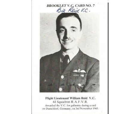 Bill Reid signed Brooklet VC Card. 6x4 black and white portrait postcard signed by WWII Victoria Cross winner Bill Reid VC wh