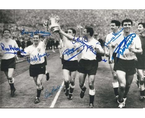 Tottenham Hotspur 1962 Fa Cup Winners Signed 8X12 Photo Ron Henry, Terry Medwin, Cliff Jones, Peter Baker, Dave Mackay, Jimmy