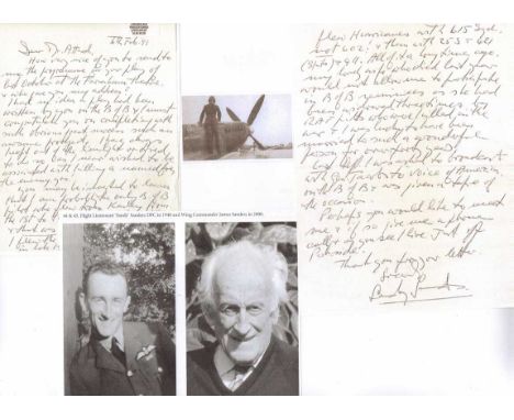 Excellent two-page handwritten letter and signatureÜofÜthe Battle ofÜBritain Hurricane pilot WING COMMANDERÜJAMES GILBERT SAN
