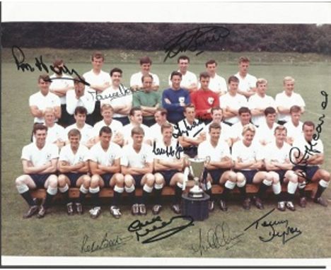 Tottenham Hotspur 1963 European Cup Winners Cup Squad Signed 8X10 Photo Ron Henry, Bobby Smith, Maurice Norman, Tony Marchi, 