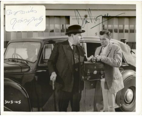 Dirk Bogarde and Robert Morley signed photo. Vintage Rank films 8x10 black and white still from the movie Hot Enough for June