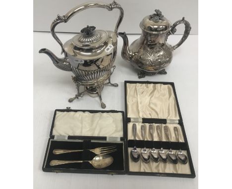 A Garrard & Co. Ltd Regent Plate "Dubarry" pattern canteen of cutlery comprising twelve table forks, twelve dessert forks, ei