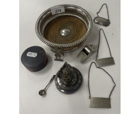 A collection of items to include a Continental plated brass paperweight / mascot as a child's head in bonnet, a silver bookma