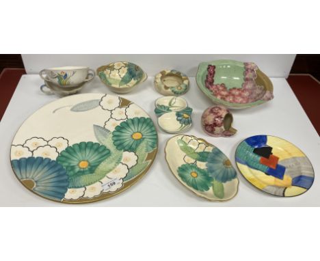 A collection of Greys Pottery to include a Susie Copper designed Cubist pattern plate, a charger Pattern no. A2166 and simila