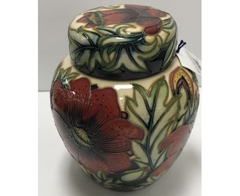 A Moorcroft trial "Pheasant's Eye" pattern ginger jar, impressed marks to base and date marked for "2001", inscribed "Trial 2