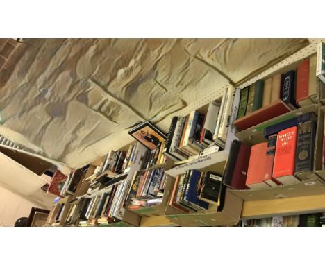 Fifteen boxes of assorted books to include "Who's Who 1981", "Who's Who 1967", "Peerage Baronage and Knightage of The British