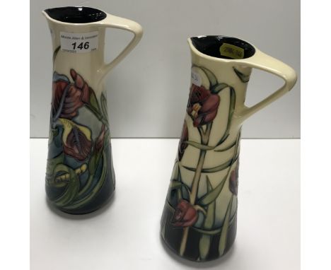 A Moorcroft Collector's Club "Bearded Iris" pattern jug of tapered form, by Rachel Bishop, bears impressed marks to base, ins