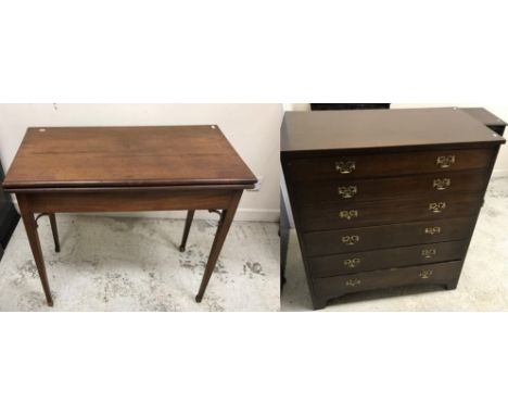 A circa 1900 mahogany chest of six drawers with brass swan neck handles, on bracket feet, 103 cm wide x 116 cm high, together
