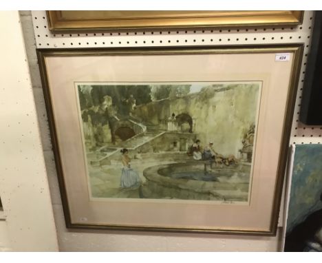 AFTER WILLIAM RUSSELL FLINT "Provincial Caprise" colour print bearing blind studio stamp lower left and signed in pencil lowe