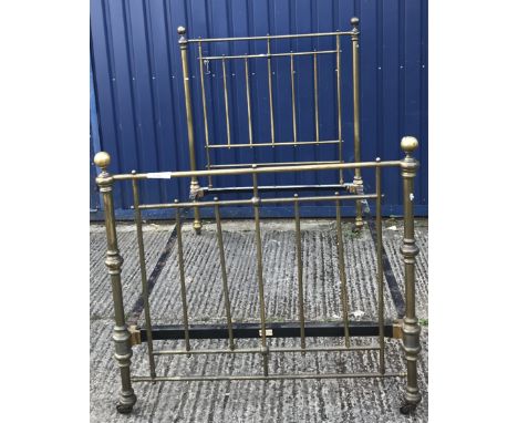 A pair of Victorian brass bed ends of typical form, the foot rail bearing ivorine plaque "From Maple & Co. Ltd London", 123.5