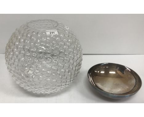 An Ercuis plated fruit bowl with ribbed decoration, raised on a shallow circular foot, 20.5 cm diameter x 6.5 cm high and a S
