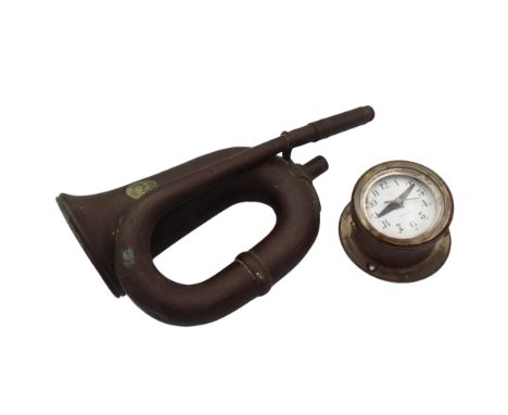 An early 20th century automobile dash 8 day clock by Junghans, in brass bulkhead mount, diameter 8cm together with a King of 