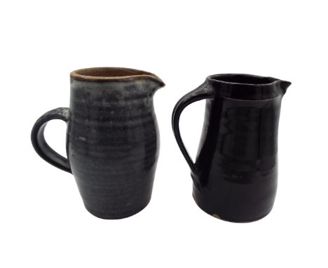 A Leach Pottery standard ware jug impressed mark height 16cm together with another Leach Pottery standard ware jug impressed 