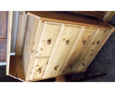 A pine chest of 3 long and 2 short drawers with shelf back 2'6" wide 