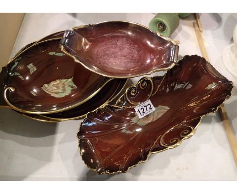Four pieces of Carltonware Rouge Royale, largest, L: 20 cm. Not available for in-house P&amp;P, contact Paul O'Hea at Mailbox