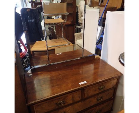 Oak dressing table of two short over two long drawers with triple mirror back, 110 x 46 x 159 cm H. Not available for in-hous