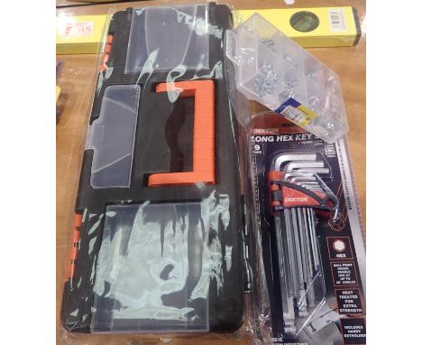 New and unused Long Hex key set with small toolbox and washer set. P&amp;P Group 2 (£18+VAT for the first lot and £3+VAT for 