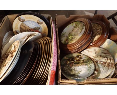 Two boxes of mixed ceramic to include Wedgwood display plates. Not available for in-house P&amp;P, contact Paul O'Hea at Mail