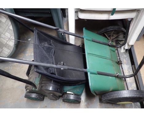 Coopers electric lawnmower with a Scott Evergreen hopper. Not available for in-house P&amp;P, contact Paul O'Hea at Mailboxes
