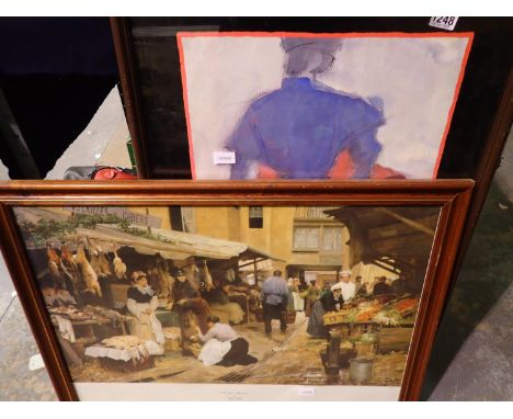 Two framed and glazed large prints to include In The Market. Not available for in-house P&amp;P, contact Paul O'Hea at Mailbo