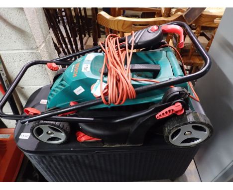Bosch Rotak 34 R electric lawn mower, lacking grass box. Not available for in-house P&amp;P, contact Paul O'Hea at Mailboxes 