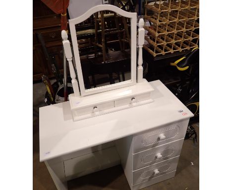 White dressing table with free standing tilt mirror, 95 x 45 cm. Not available for in-house P&amp;P, contact Paul O'Hea at Ma