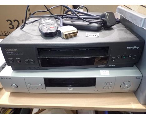 Alba DVD player and Goodmans VHS recorder with remotes. Not available for in-house P&P, contact Paul O'Hea at Mailboxes on 01