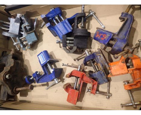 Ten bench and table top clamp vices. Not available for in-house P&amp;P, contact Paul O'Hea at Mailboxes on 01925 659133 