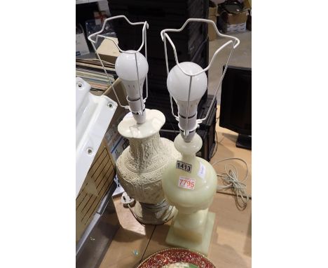 Two table lamps one resin, largest H: 50 cm. Not available for in-house P&P, contact Paul O'Hea at Mailboxes on 01925 659133C