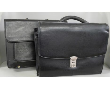 A vintage Samsonite leather briefcase and one other 