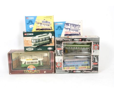 Corgi and Other Diecast Trams, a boxed collection including examples by Corgi, Original Omnibus Blackpool (6), Tramlines (6),