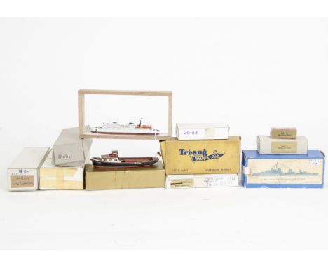 Various makers 1:1250 scale or similar Waterline Models, S43 'F B Eidechse', 111 Le Fougueux and six others in a box, Mercato