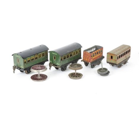 An Assortment of O Gauge Vintage Tinplate Locomotive Bodies and other Components, including parts of an early Bing loco, Märk