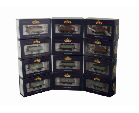 Boxed Bachmann OO Gauge Freight Stock, four 37-061 BR grey 5-plank wagons, four 37-275D BR grey steel tippler wagons and four