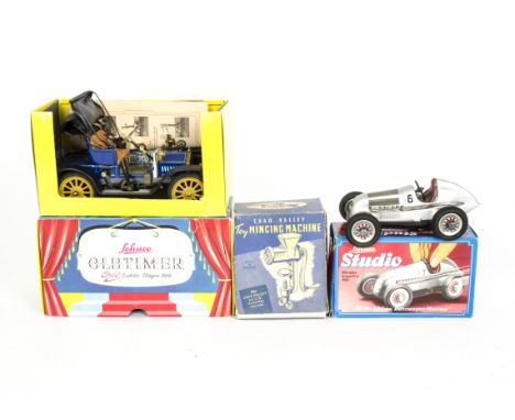 Collection of 1950s and later Tin Toys, Schuco  Old Timer Opel 1909 and Studio 1050 Racing Car, both in original box, Chad Va