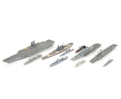 Metal and resin Naval 1:1200 scale Waterline Models by various makers, including  Aircraft Carrier 'Enterprise', Triton 'Kiev